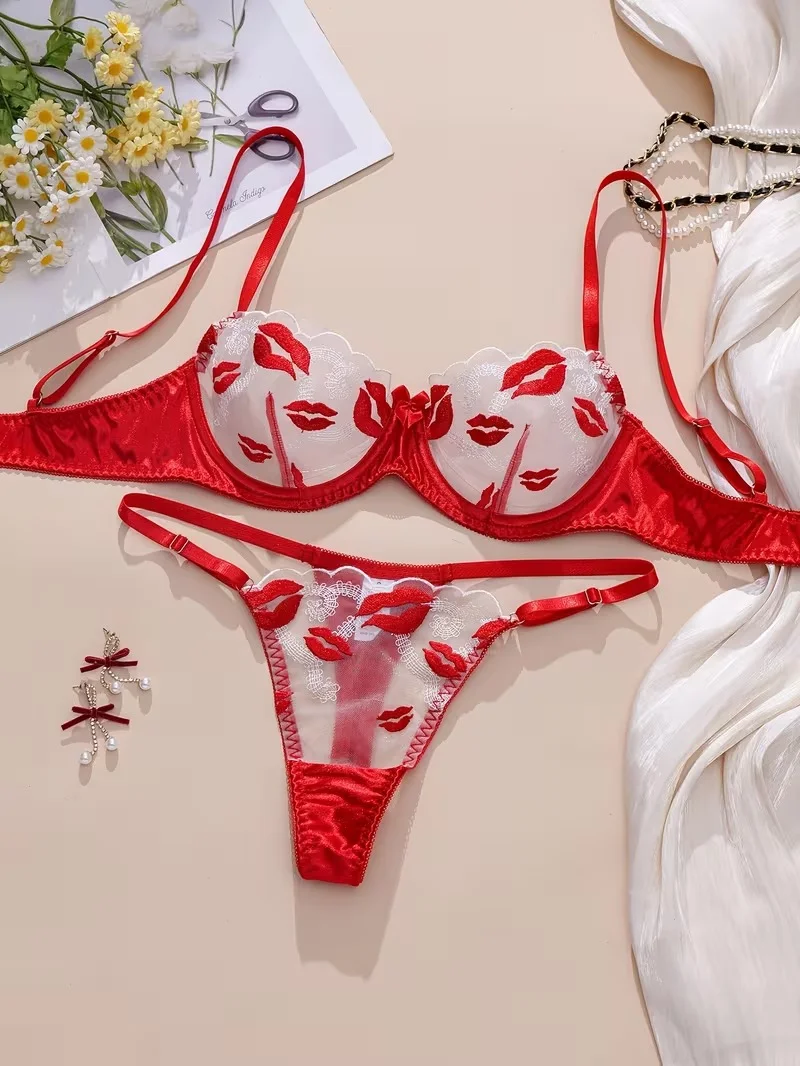 «Cherry Bliss» Conjunto de dos piezas estampado de besos