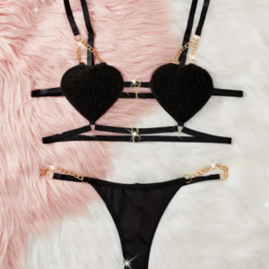 "Amara" Conjunto de lenceria con detalle de corazones