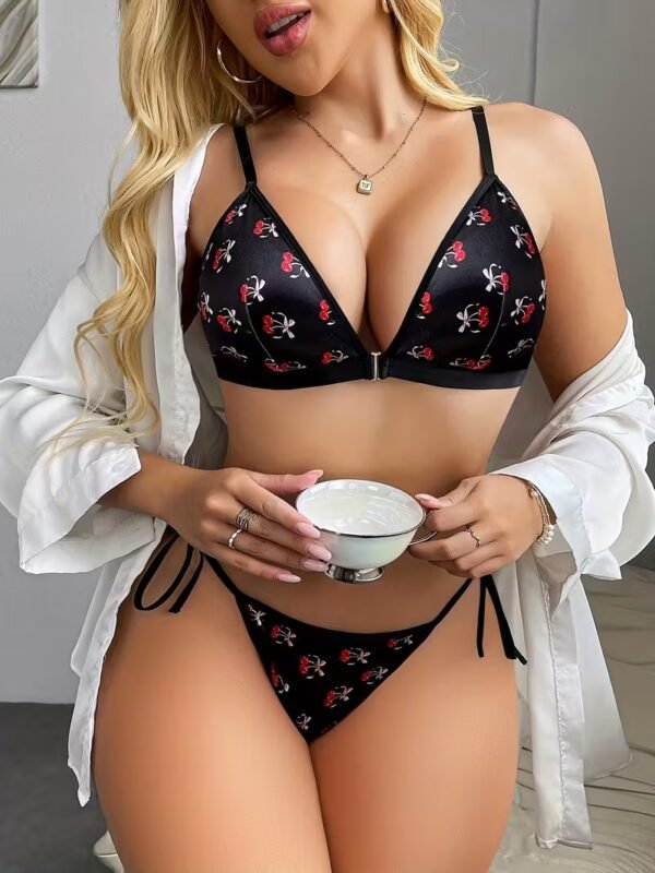 "Brielle" Conjunto de dos piezas estampado de cerezas