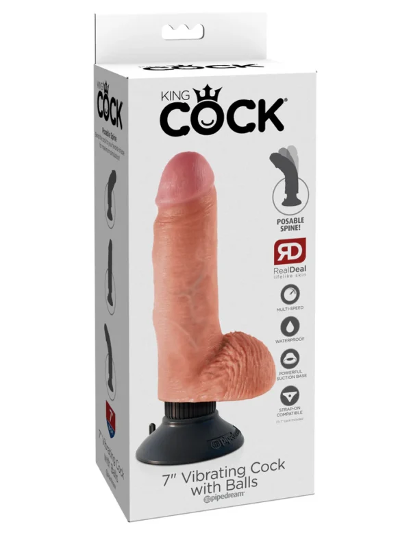 King Cock 7″ – Dildo Vibrador con Bolas