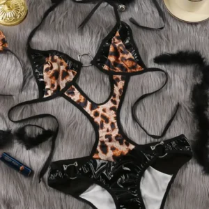 Conjunto de Lenceria con estampado de Animal Print