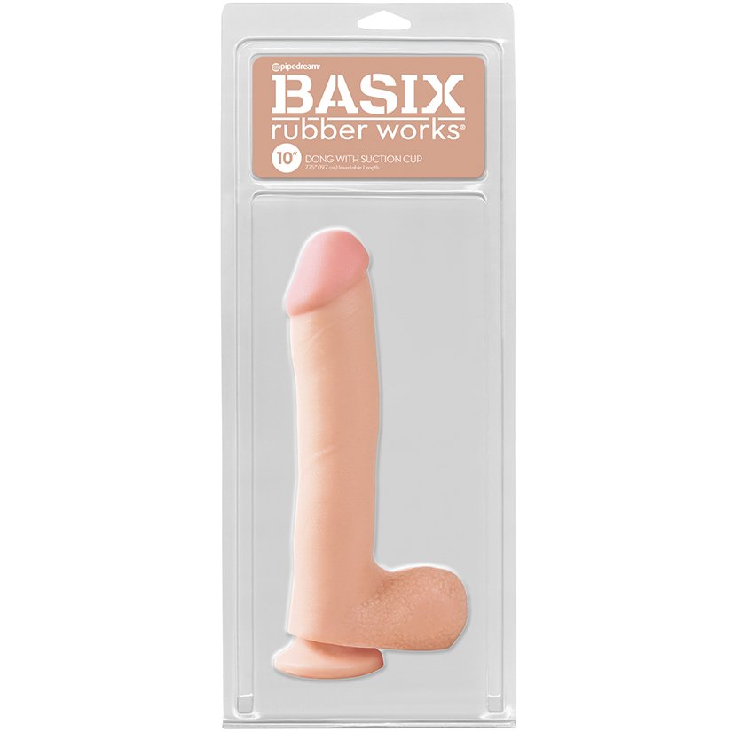 RubberBasix Dong 10": Dildo realista con bolas