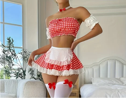 «Betty» Conjunto de lenceria con estampado a cuadros