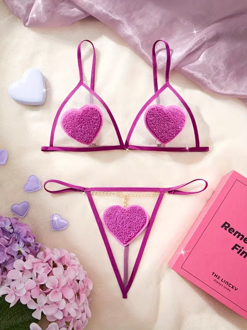 «Bambi» Conjunto de lenceria con detalles de corazones