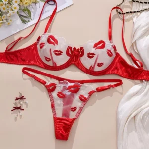 «Cherry Bliss» Conjunto de dos piezas estampado de besos